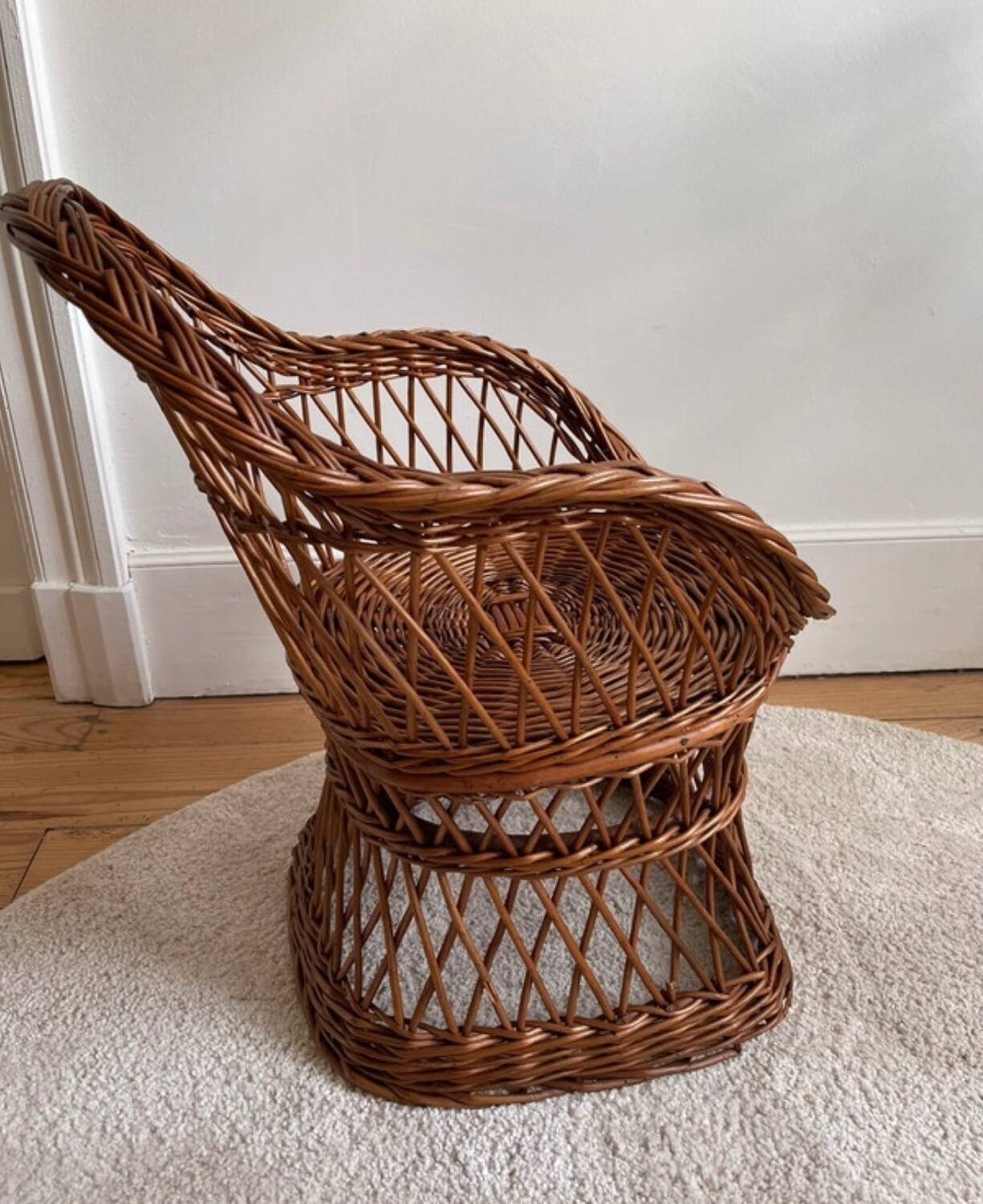 Vintage rattan children's armchair
