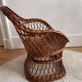Fauteuil enfant en rotin vintage