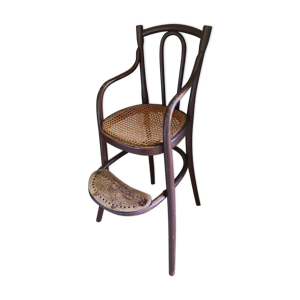 chaise haute fauteuil enfant bois courbé cannage