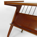Desserte roulante en teck, Mid-century Modern, Italie, circa 1950