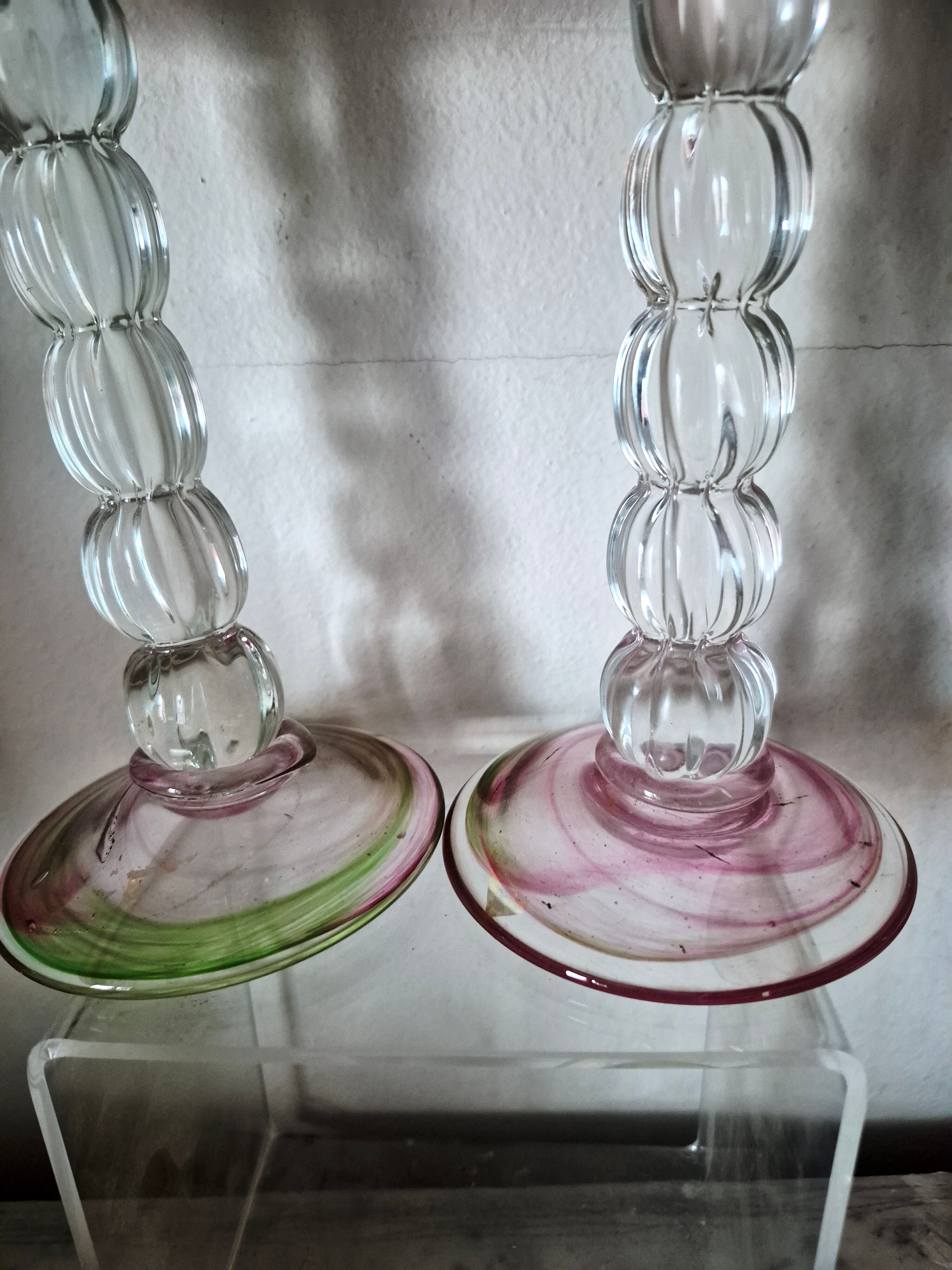 Pair of Murano Salviati candle holders