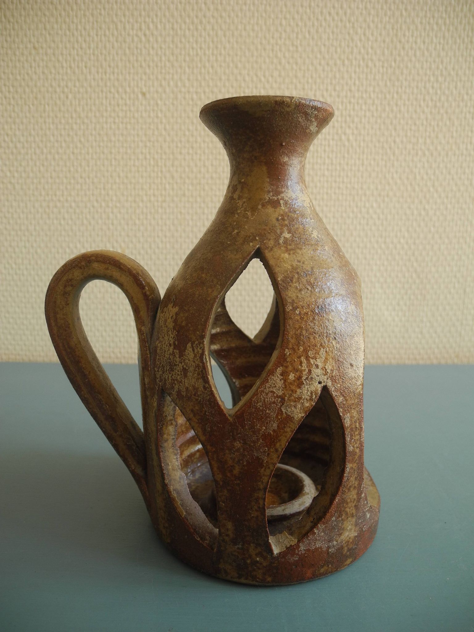 bougeoir photophore grès déco vintage candlestick tealight holder
