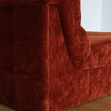 Rusty velvet low chair without arms