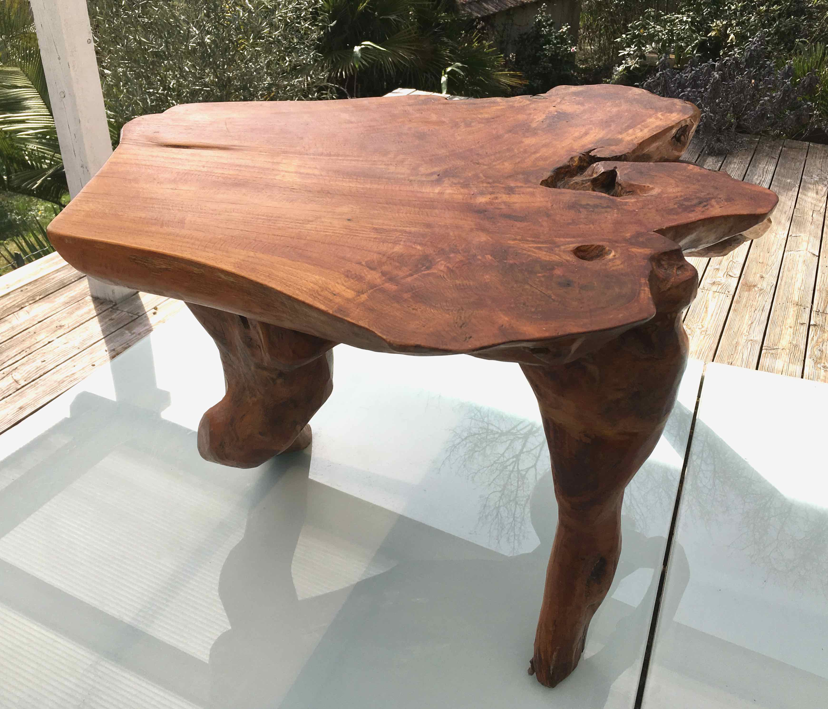 Brutalist teak root coffee table