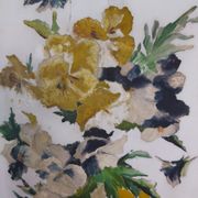 French vintage oil painting on alabaster