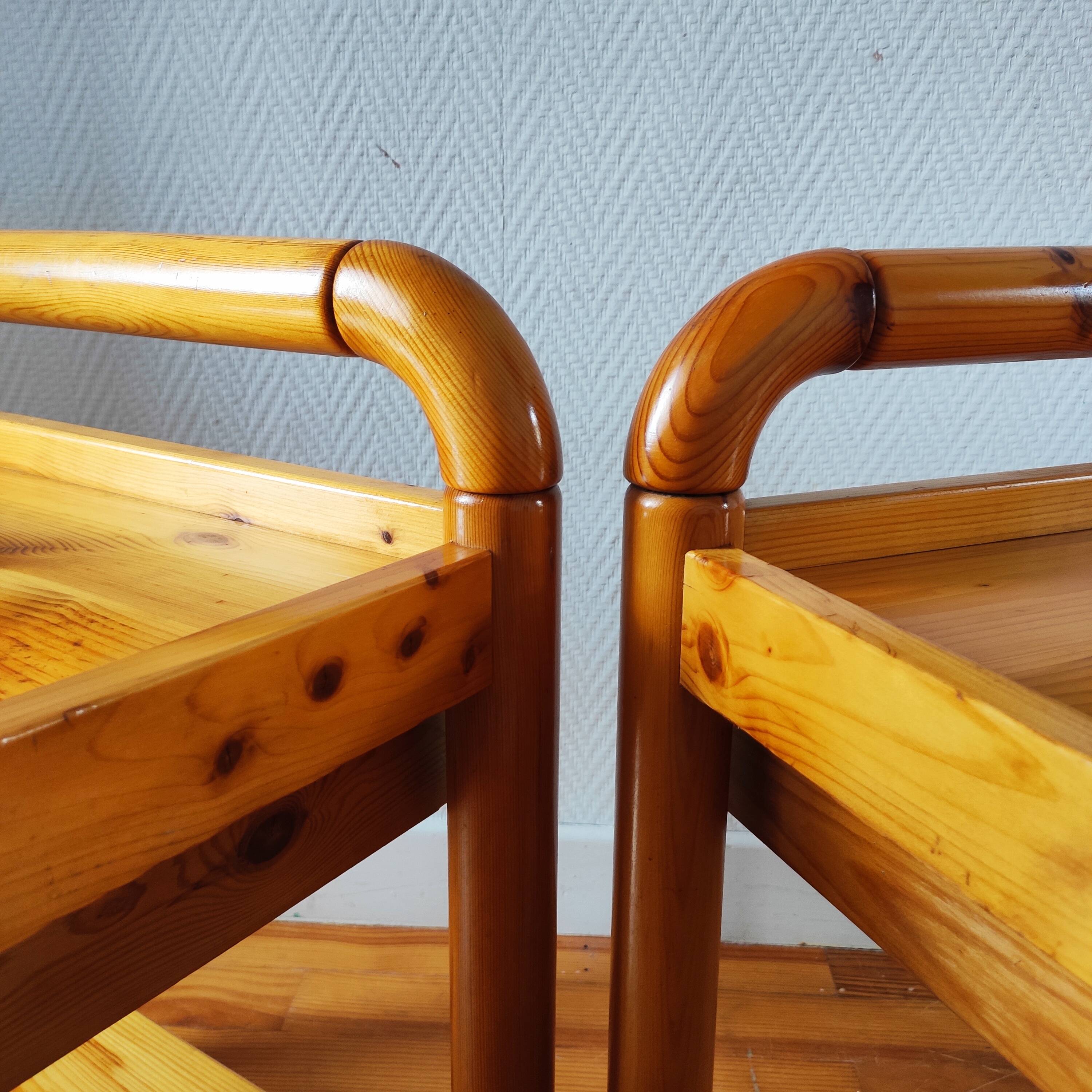 Pair of solid pine bedside tables 1980