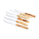 Service of 6 cheese knives, stainless blade and real rattan handle, vintage