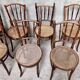 Series of 7 old bar cane cane bistro chairs