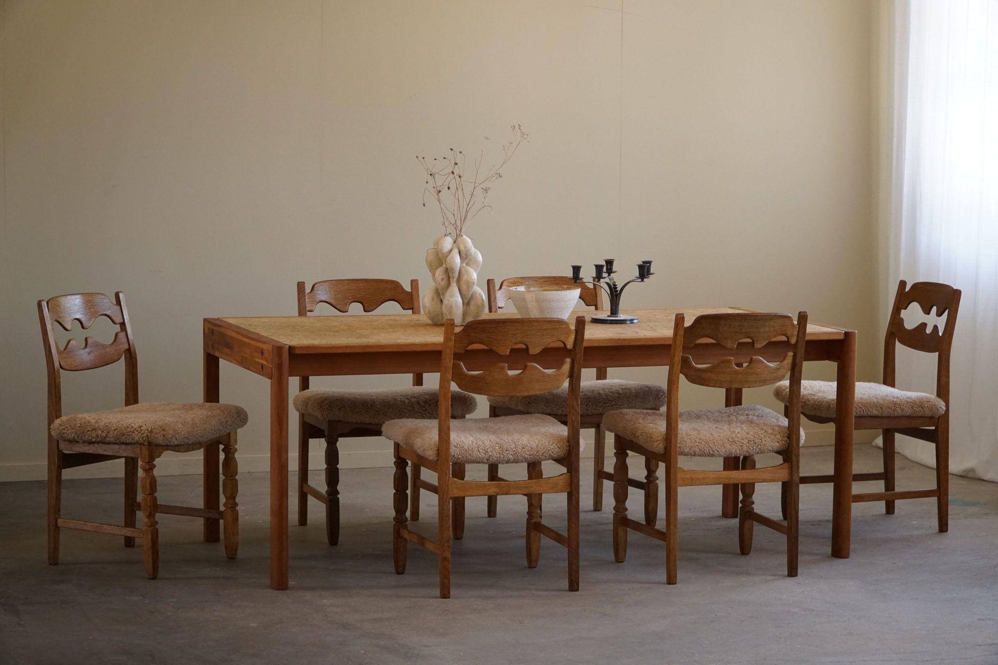 Jørgen Bækmark, Dining table in Oak & Cork, Danish Mid Century Modern, 1960s