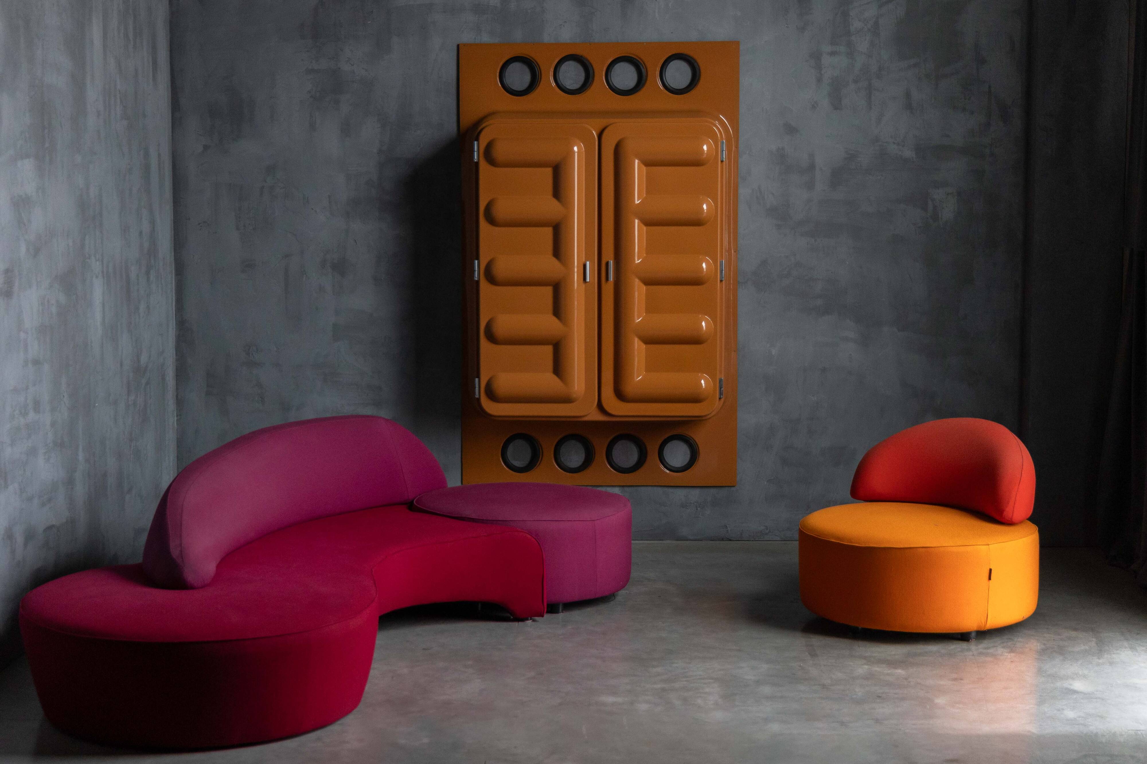 Edition Somop Wardrobe in Orange Molded Plastic, France, 1970s