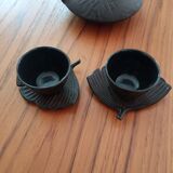 Japanese teapot cast iron cups and saucers