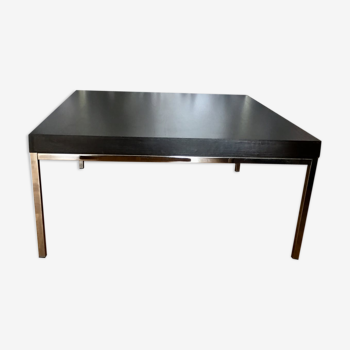 Table basse années 70 bois et chrome