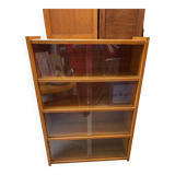 Bibus 1960s bookcase light oak with sliding glass