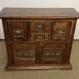 Buffet en bois d'acacia massif 4 portes, 2 tiroirs