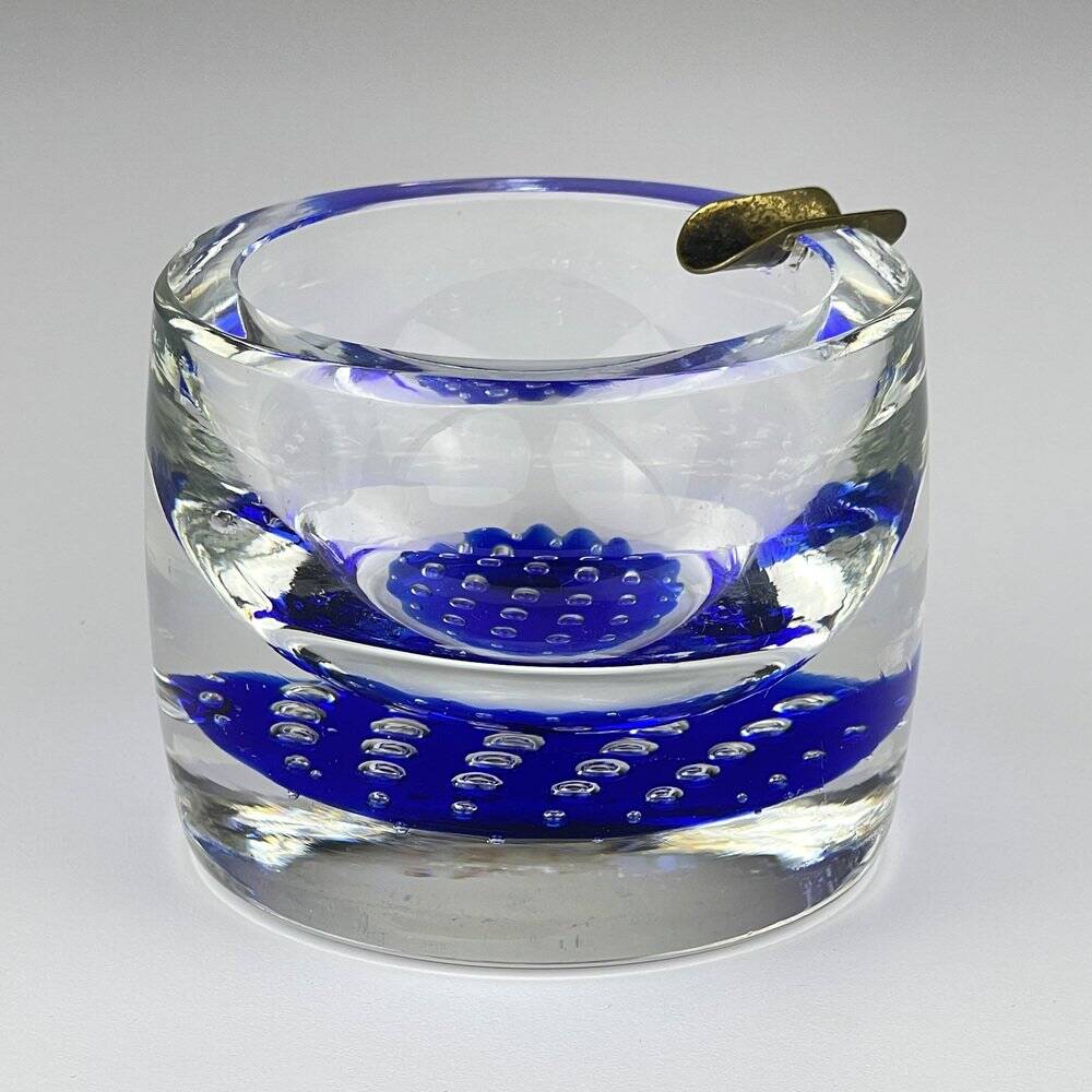 Blue Murano glass ashtray, Italy, 1970s