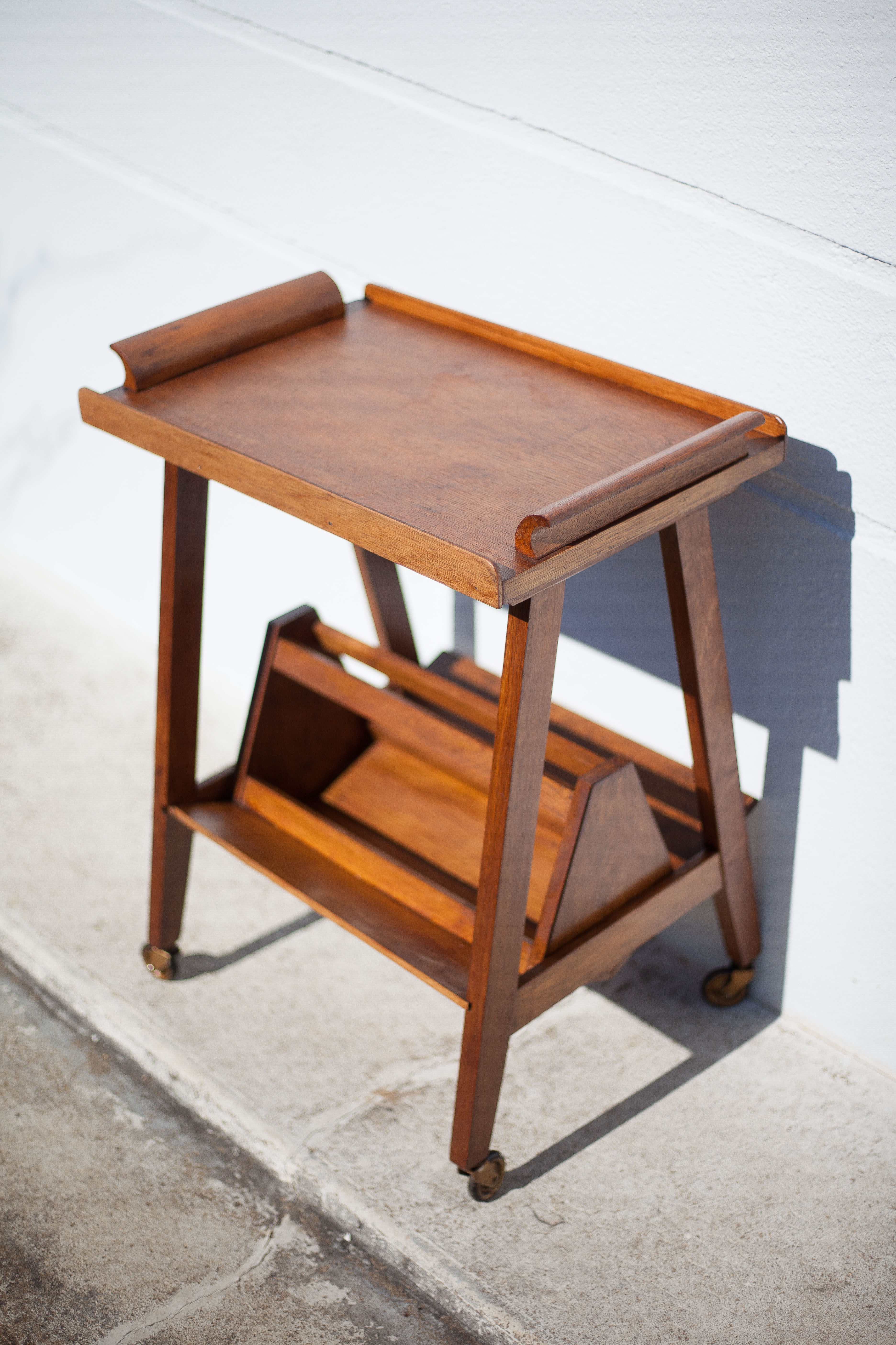 Wooden service on wheels