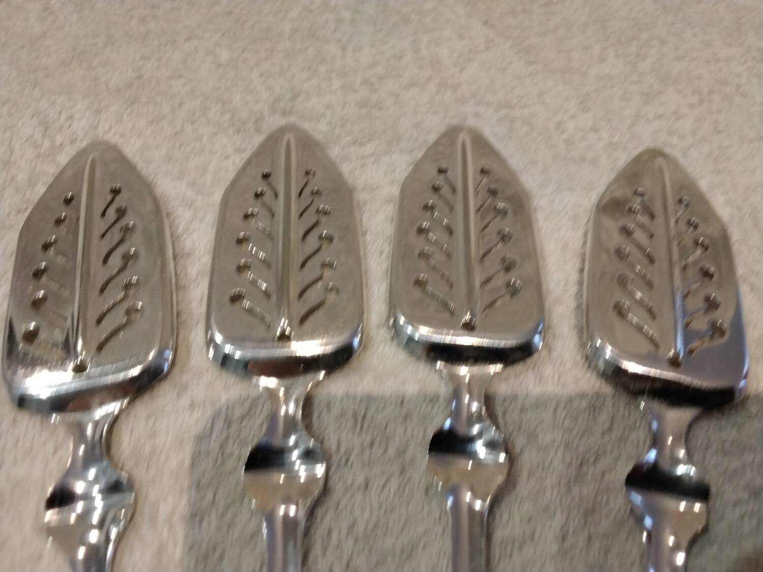 4 silver-plated absinthe spoons by Christofle, 17.5cm
