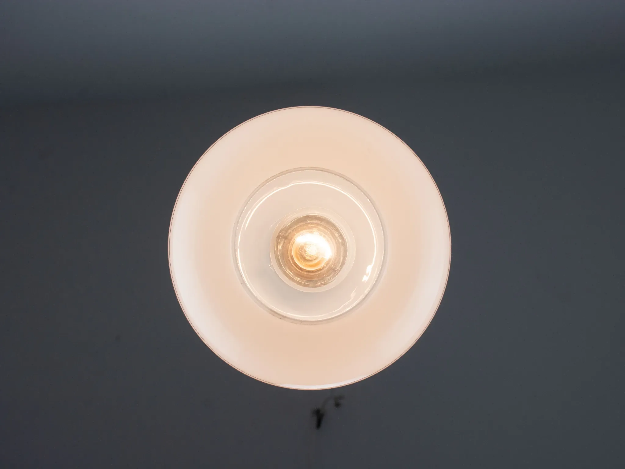 Vintage White Glass Gold Accented Mid-Century Modern Lamp