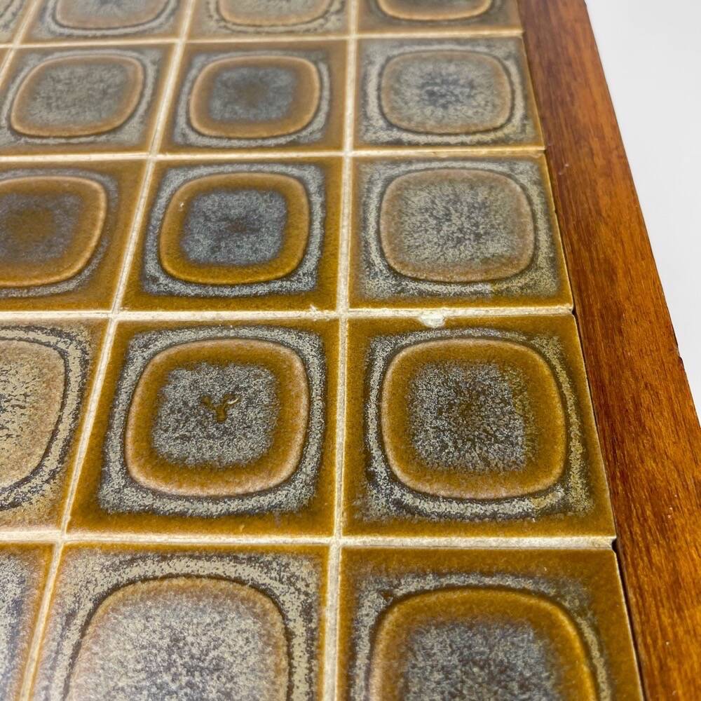 Side table in wood, ceramic and metal from the 70s