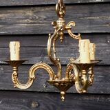 Vintage French Cage Chandelier: Bronze & Brass 3-Branch Ceiling Light