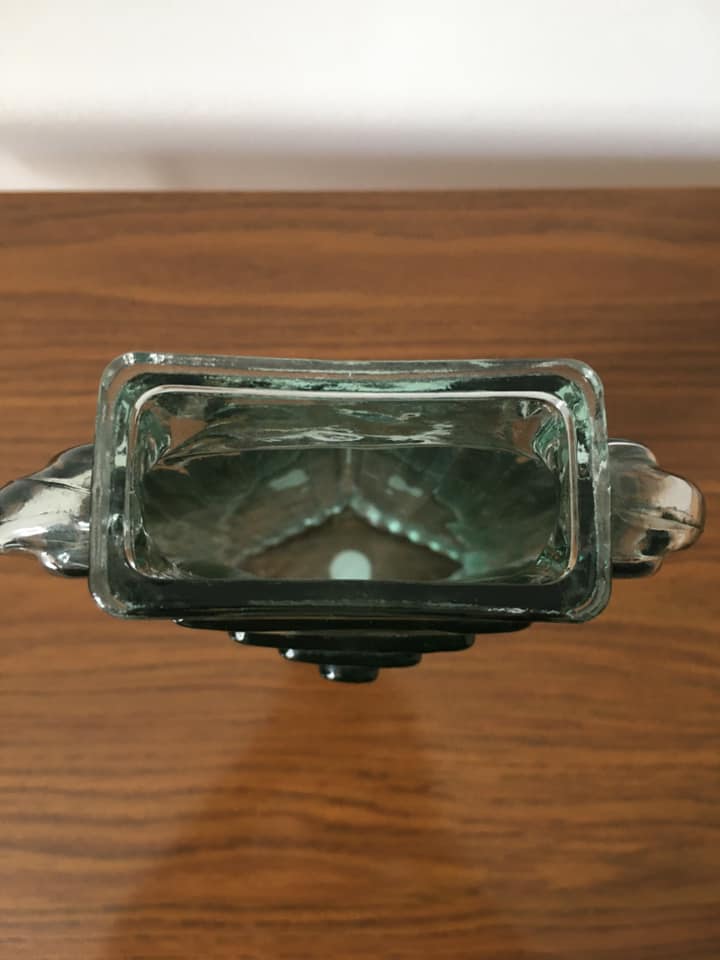 Large art-deco glass vase San Miguel (Spain). Handmade (original label)