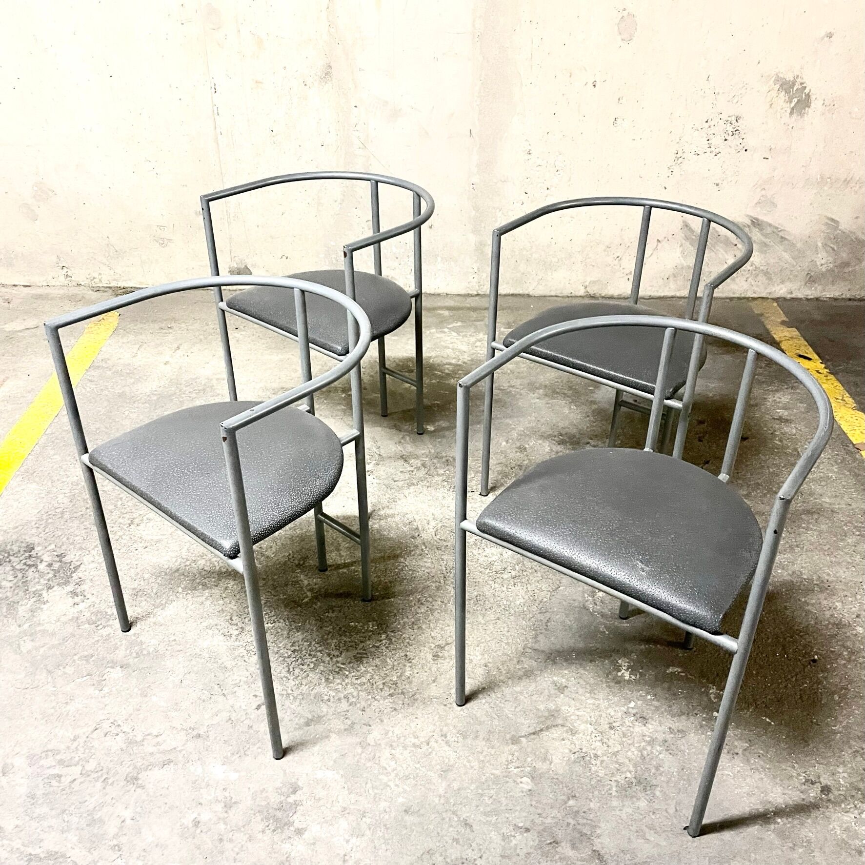 Rodney Kinsman Series of 4 Postmodern Chairs, Bieffeplast 1980