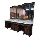 1930s Barber Cabinet | Double Salon Unit with Marble & Mirror