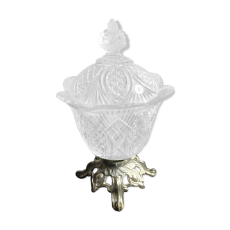 Sugar pot - Louis XV style - 1/2 moulded crystal