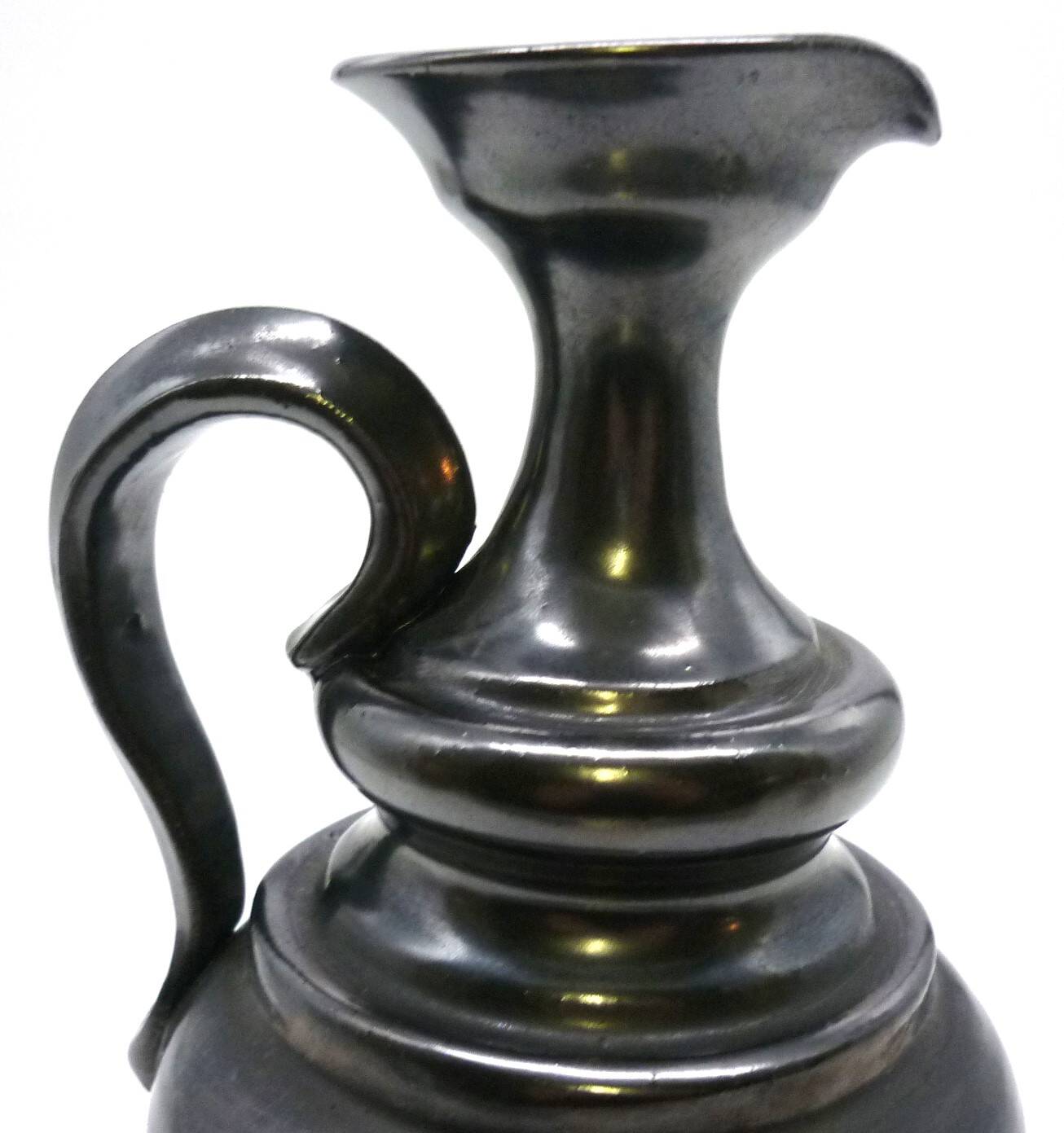 Vase pitcher, glazed ceramic in metallic black signed Jean Marais Vallauris.