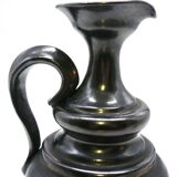 Vase pitcher, glazed ceramic in metallic black signed Jean Marais Vallauris.