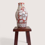 Large Fratelli Fanciullacci Sgraffito Ceramic Vase, Restored Kintsugi-Style