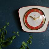 Vintage formica clock silent wall clock "Jaz white orange"