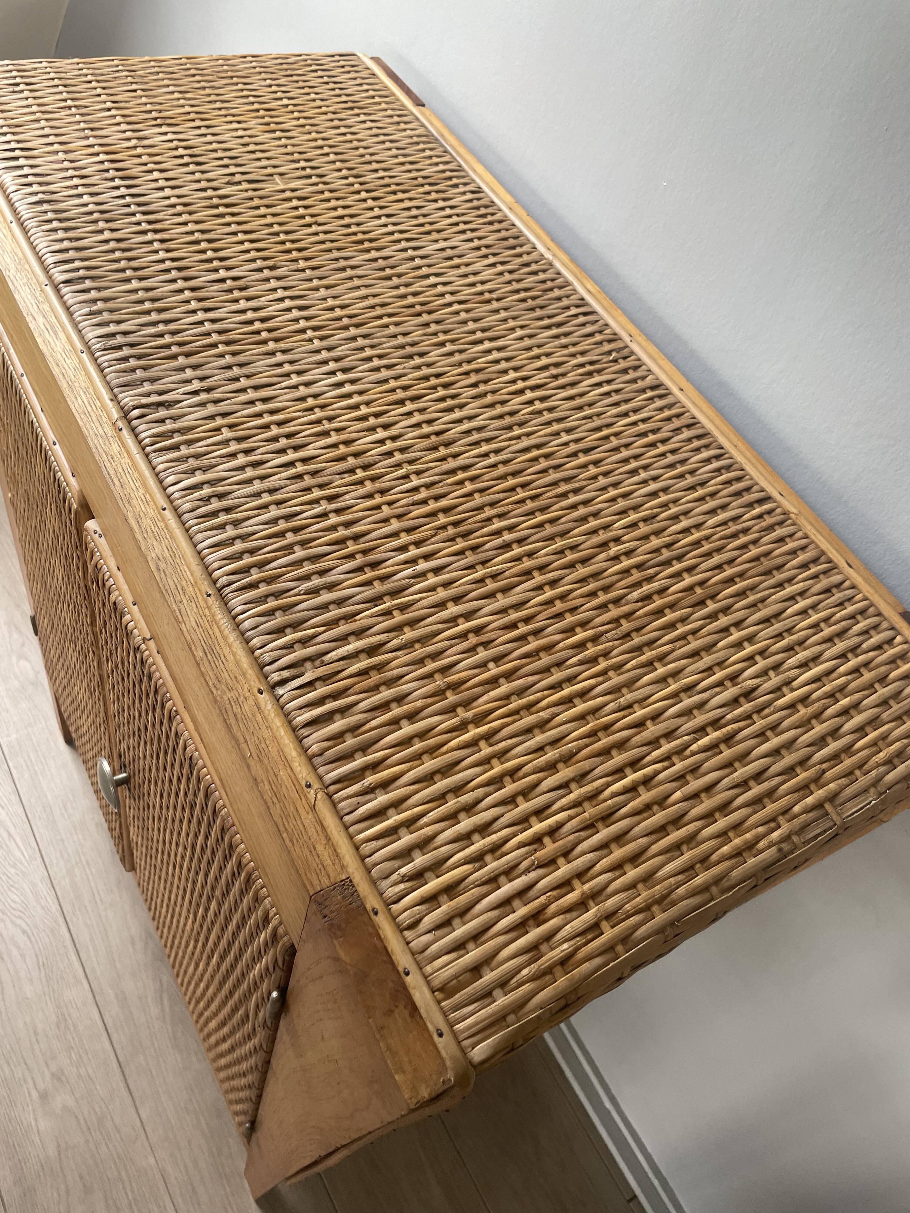 Vintage woven cane buffet