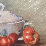 Original watercolor Still life with tomatoes XX°
