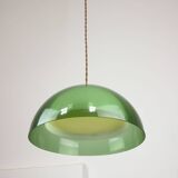 Italian space-age plexiglass green pendant lamp, 70s