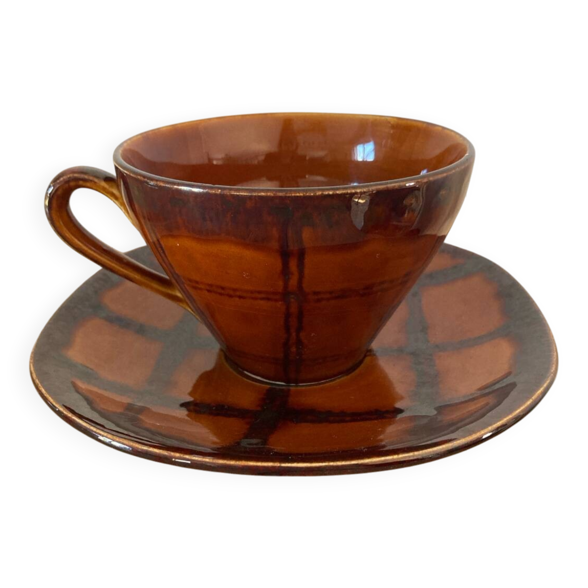 Luneville Badonviller earthenware cup and saucer