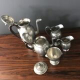 complete set of coffee and tea with milk pot and sugar art Deco in tin