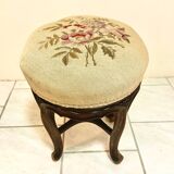 Antique Napoleon III adjustable piano stool and canvas