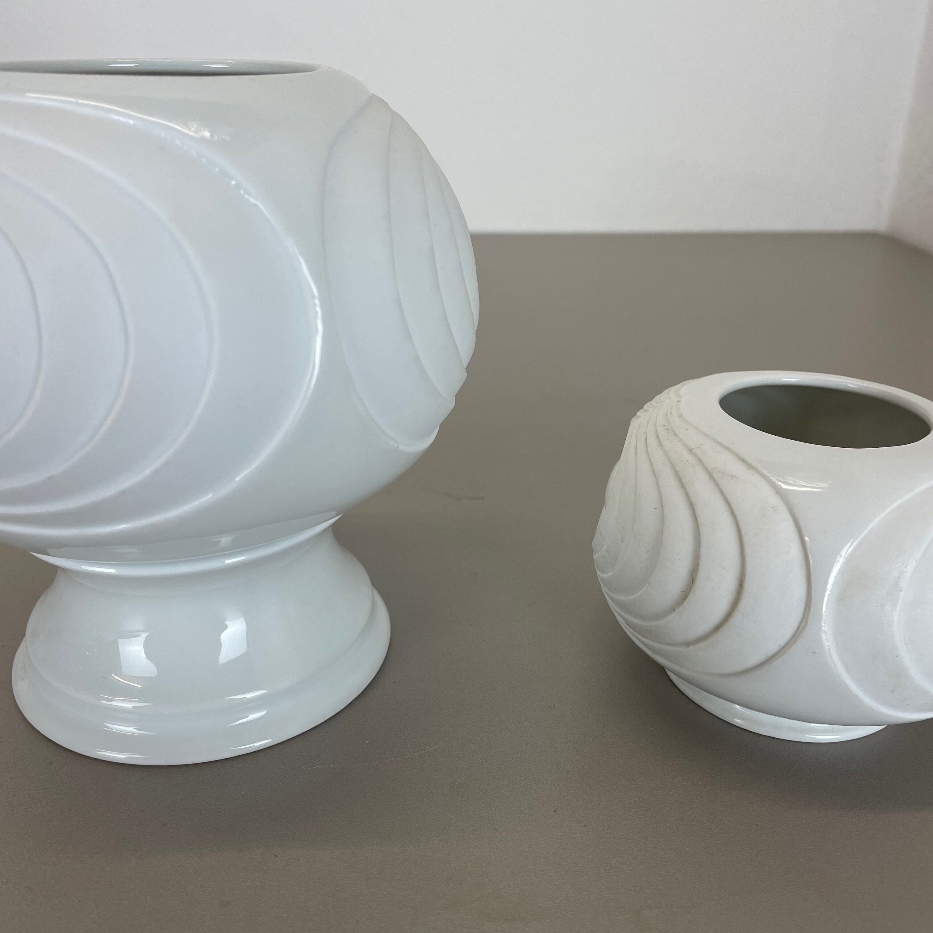 Set of 2 original porcelain op art vase made by royal bavaria kpm germany, 1970s