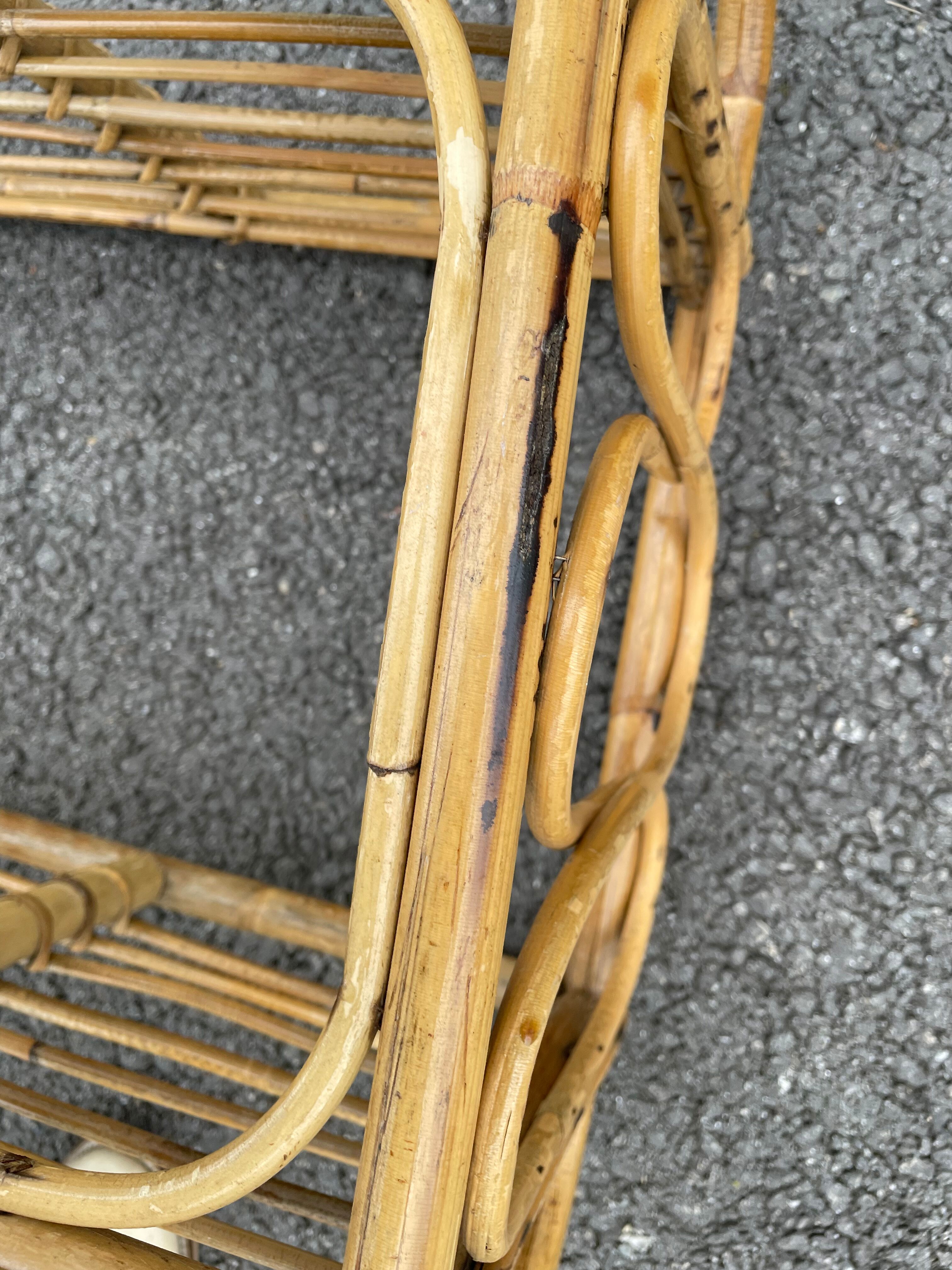 Vintage rattan wall shelf