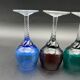 Set of 5 glasses with twisted foot blown glass multicolored Murano