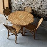 Rattan dining room: 1 table + 4 chairs