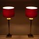 set solid Brass Table lamps Red Velvet shades 1960s France
