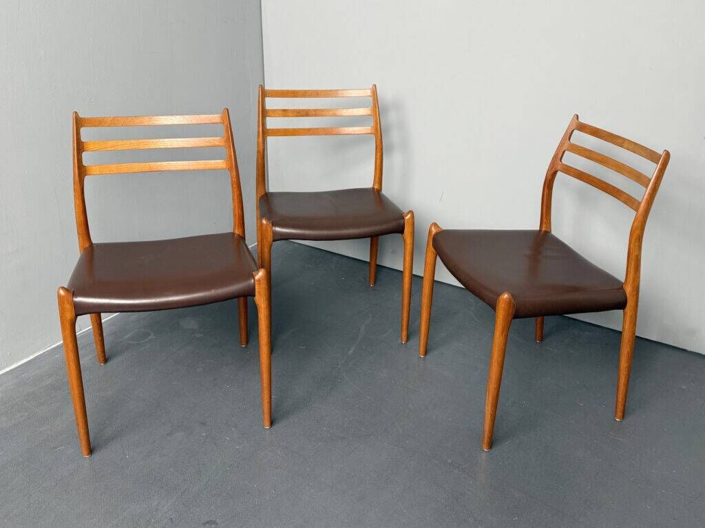 Set of 3 teak chairs, model 78 by Niels Otto Möller for JL Möllers Möbelfabrik, Denmark, 1960s