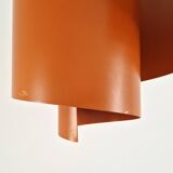 Light orange swirl shaped pendant or ceiling lamp by Simon P. Henningsen for Lyfa, Denmark 1960's