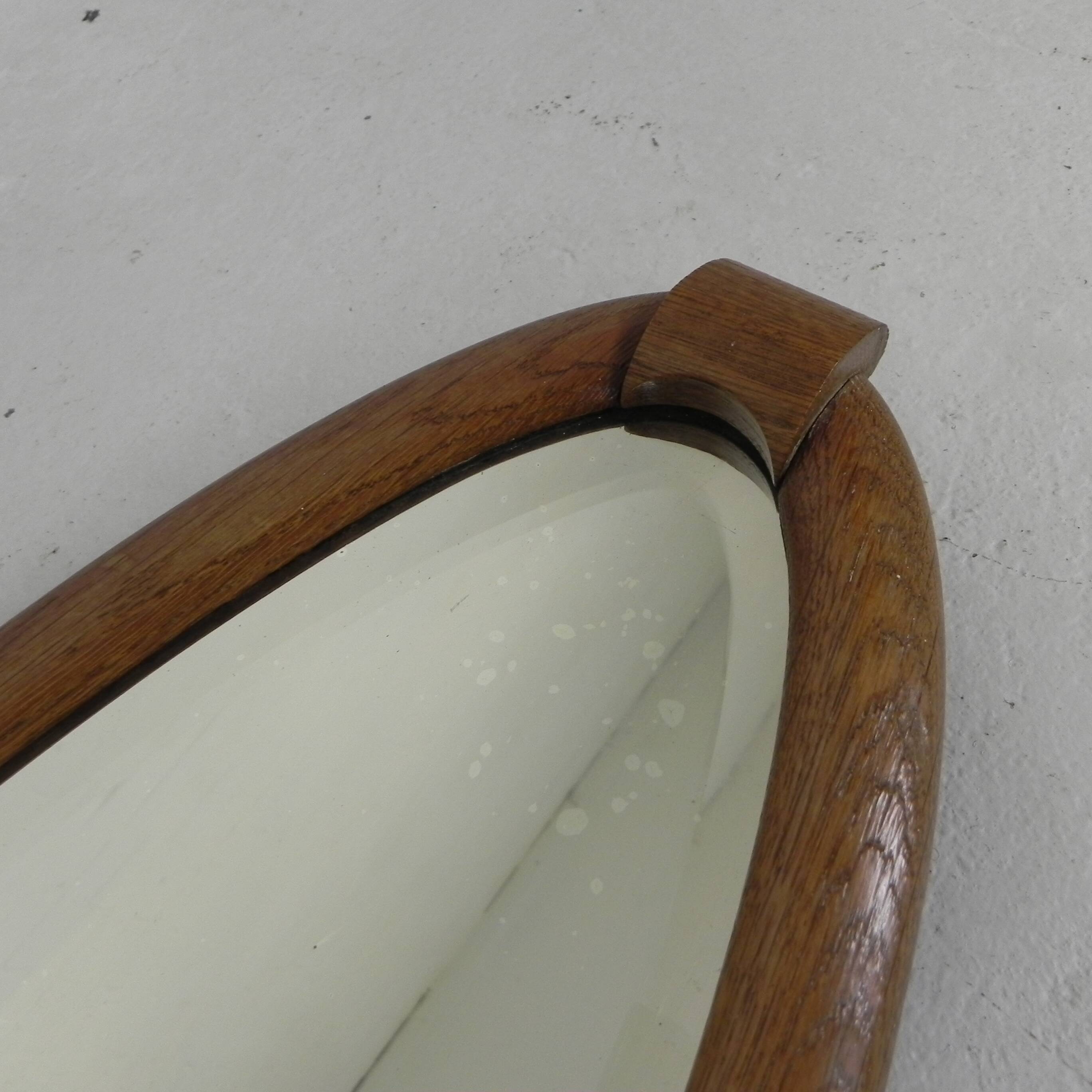 Oval gold mirror with faceted edge, 1950s