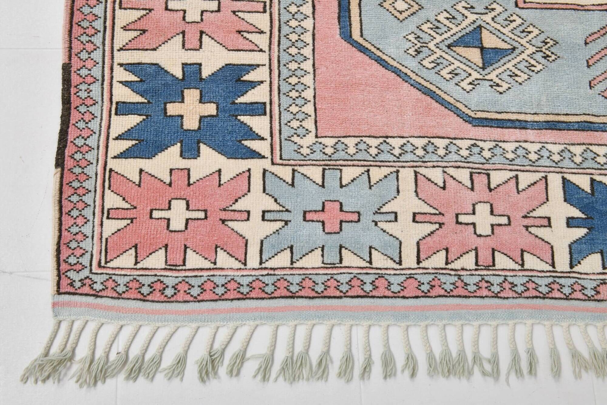 Dusty Pink Turkish Vintage Oushak Rug, 7x9 Area Rug For Living Room