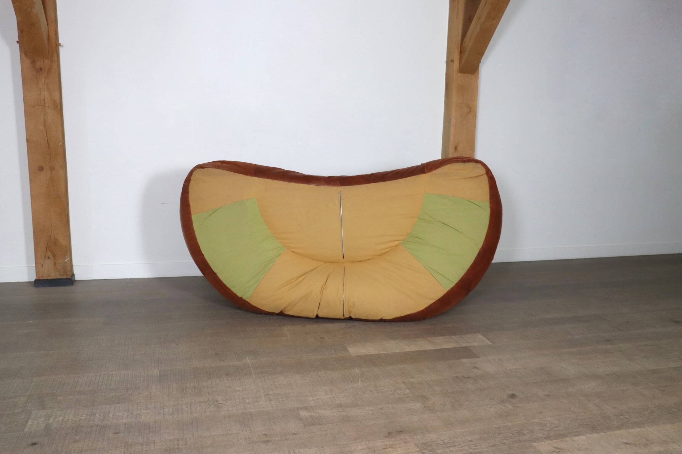 Croissant Sofa in Cognac Leather by Raphael Raffel for Honore Paris, 1970s