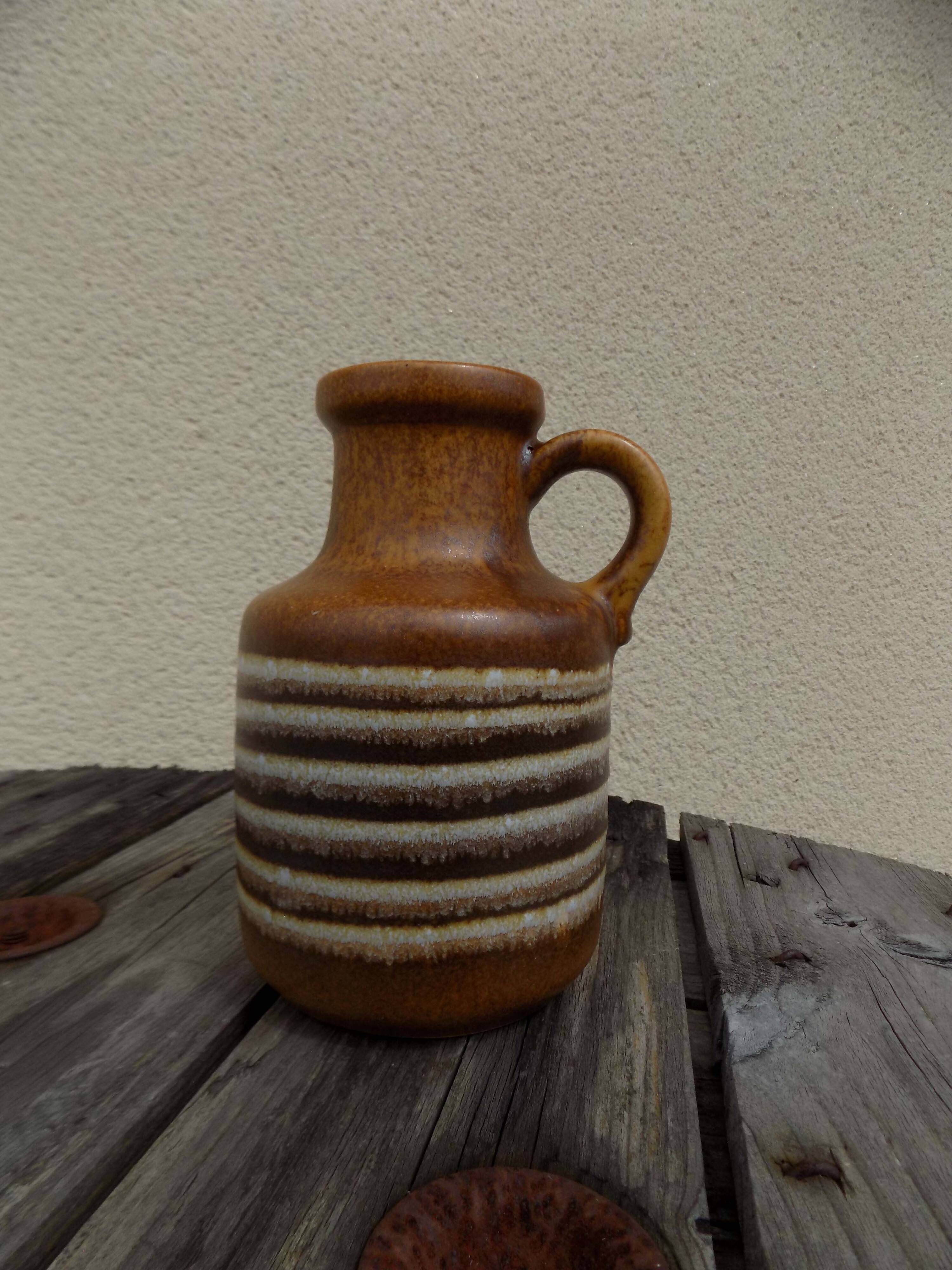Striped stoneware vase
