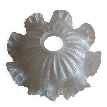 Vintage pleated glass lampshade with claw and socket.